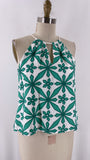 Skies Are Blue Green/White Top, S