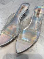 Elizabeth Damrich Silver/Clear Antonio Melani Kitten Heel, 7