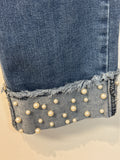 Earl Straight Cuff Pearl Accent Jeans, 10