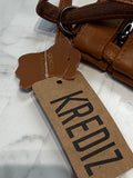 New Krediz Brown Leather Crossbody Bag, 11.25"x9.75"