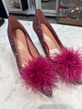 Kate Spade Glitter Pom Pom Marabou Dress Heels, 10.5