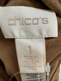 New Chico's Brown Faux Suede Fringe Jacket, M (retail $179)