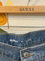 Old Navy Mid Rise Slouchy Straight Button Fly Jeans, 14