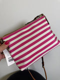 Dooney & Bourke Pink Stripe Nylon Small Crossbody Bag, 9.5"x6.5"