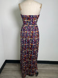 Emerald Sundae Navy Print Strapless Dress, M