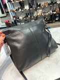 Margot Black Leather Crossbody Bag, 11"x9"