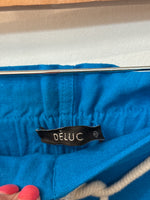 Deluc Blue Linen Belted Pants, XS