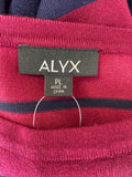 Alyx Burgundy Stripe Dress, L Petite
