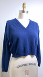 J. Crew Blue 100% Cashmere Cropped Sweater, S