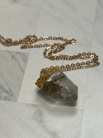 Crystal Quartz Gold Necklace, 30"