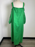 New Chico's Green Midi Open/Off Shoulder Dress, 20/22 with removable straps
