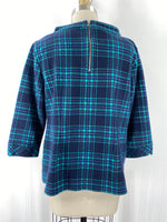 Talbots Green/Black Plaid Top, XL Petite