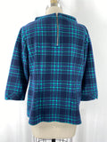 Talbots Green/Black Plaid Top, XL Petite