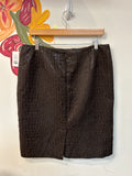 Leslie Stuart Brown Croc Embossed Skirt, 12