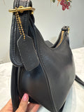 Vintage Coach Black Leather Style 9950 Crossbody Bag, 7.5"x9"