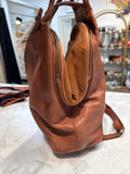 We the Free People Brown Leather Soho Convertible Sling Bag Backpack, 10"x8"