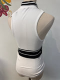 Maeve White/Black Anthropologie Fitted Top, L/XL (runs small)