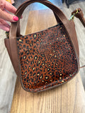 New Madewell The Sydney Painted Leopard Calf Hair  Crossbody Bag, 8.25"x7.75"x4.75"