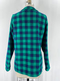 Lands End Green/Plaid Fleece Pullover, S