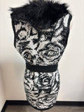 White House Black Market Faux Fur Trim Sweater, XS