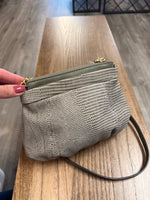 B. Makowsky Gray Leather Crossbody Bag, 9.5"x7"