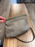 B. Makowsky Gray Leather Crossbody Bag, 9.5"x7"