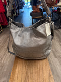 New Frye Silver Metallic Leather Melissa Hobo Bag, 12.5"W x 12.5"H x 5"D