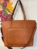 Poppy & Peonies Brown Laptop Crossbody Bag, 19"x13"