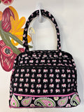 New Vera Bradley Pink Elephants Bowler Shoulder Bag, 12"x10"