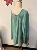 Free People Green Out of Town Top, L