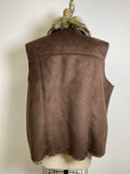 Brown Faux Suede Vest Jacket, 2X