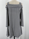 Camille & Co Black Houndstooth Open Shoulder Dress, L