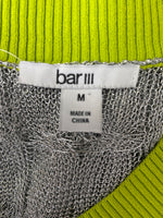 Bar III Silver Sheer with Green Trim Sweater, M