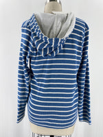 L.L. Bean Blue Stripe Hooded Cardigan, L