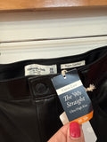 New Abercrombie & Fitch Black Vegan Leather 90s Straight 28" Inseam Jeans, 10 Short