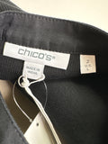 New Chico's Black Floral Sleeve Top, L (retail $89)