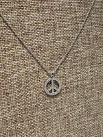 Touchstone Crystal Make Peace Silver Necklace, 16"-18"