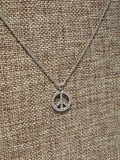 Touchstone Crystal Make Peace Silver Necklace, 16"-18"