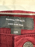 Banana Republic 27" Inseam Burgundy Corduroy Jeans, 4