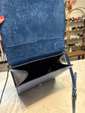 Saks Fifth Avenue Blue Genuine Leather Crossbody Satchel, 10"x9"