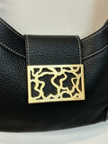 New Tous Black Leather Shoulder Bag, 12"X7" (retail $299)