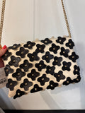 Henri Bendel Black/Cream Crossbody Clutch, 11"x8.25"