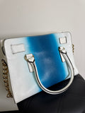 Michael Kors White/Blue Satchel Shoulder Bag, 13"x9"