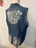 Multiples Embroidered Denim Vest, XL