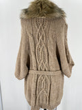 Loft Brown with Faux Fur Collar Cardigan, XL