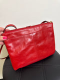 Lodis Red Leather Crossbody Bag, 10"x7"