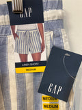 New Gap Blue Stripe Linen Shorts, M