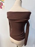 Urban Daizy Brown Off Shoulder Sweater, S