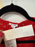 New Kimchi Blue Red Tie Front Top, S