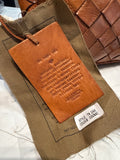 New Vilenca Holland Brown Woven Leather Crossbody Bag, 9.5"x8"